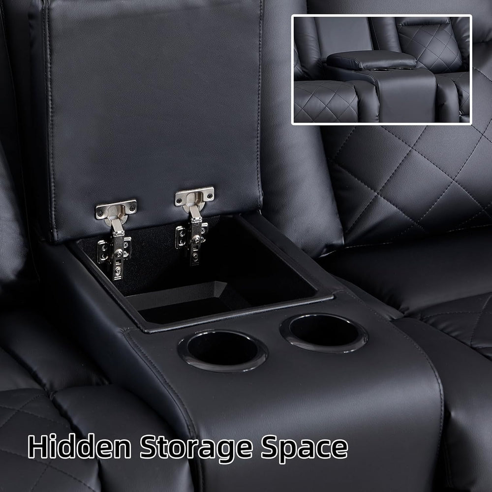 EBELLO Manual Recliner Sofa Set, Faux Leather Reclining Living Room Furniture...