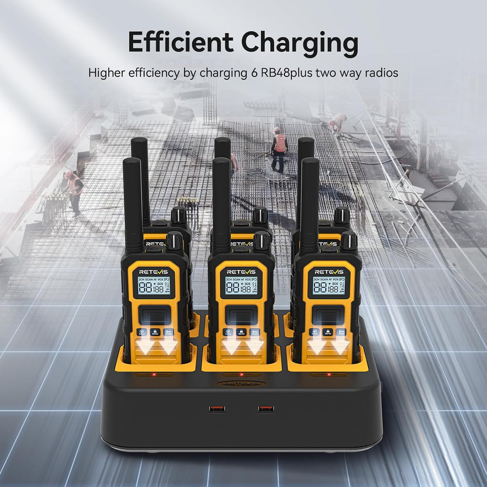 Retevis RB48 Plus Waterproof Walkie Talkies Long Range,GMRS Radios (6 Pack)