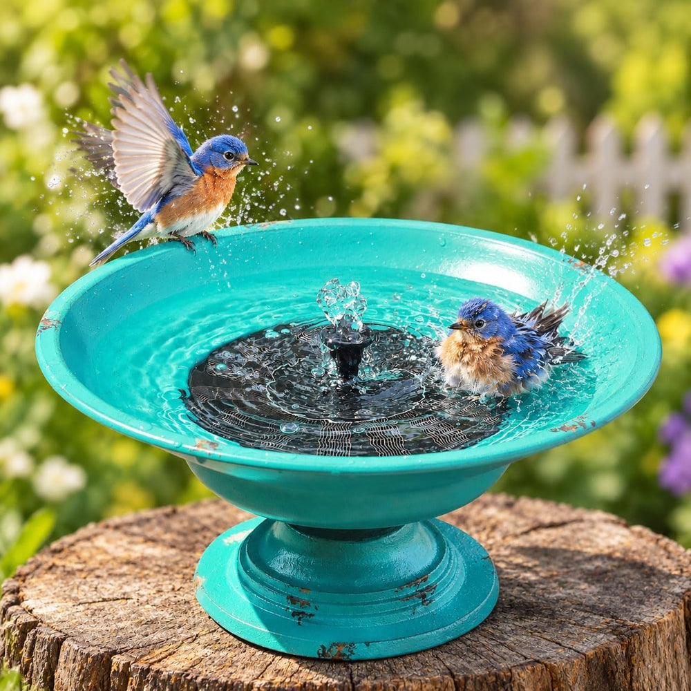 Solar Bird Bath Fountains, Bird Bath for Outside with cast Iron Base