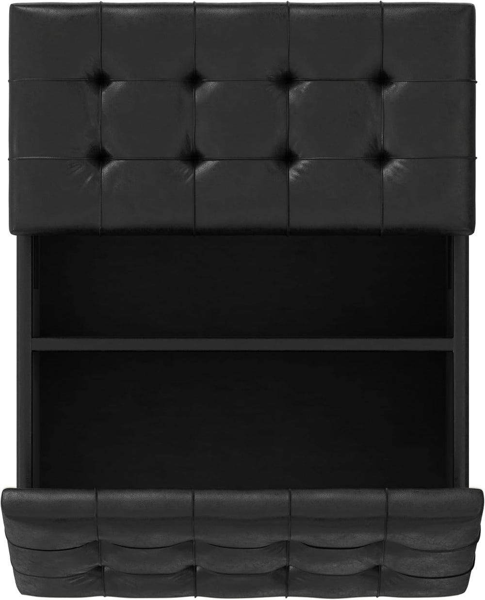 SIMPLIHOME Harrison 36" Wide Vegan Leather Lift Top Ottoman in Black