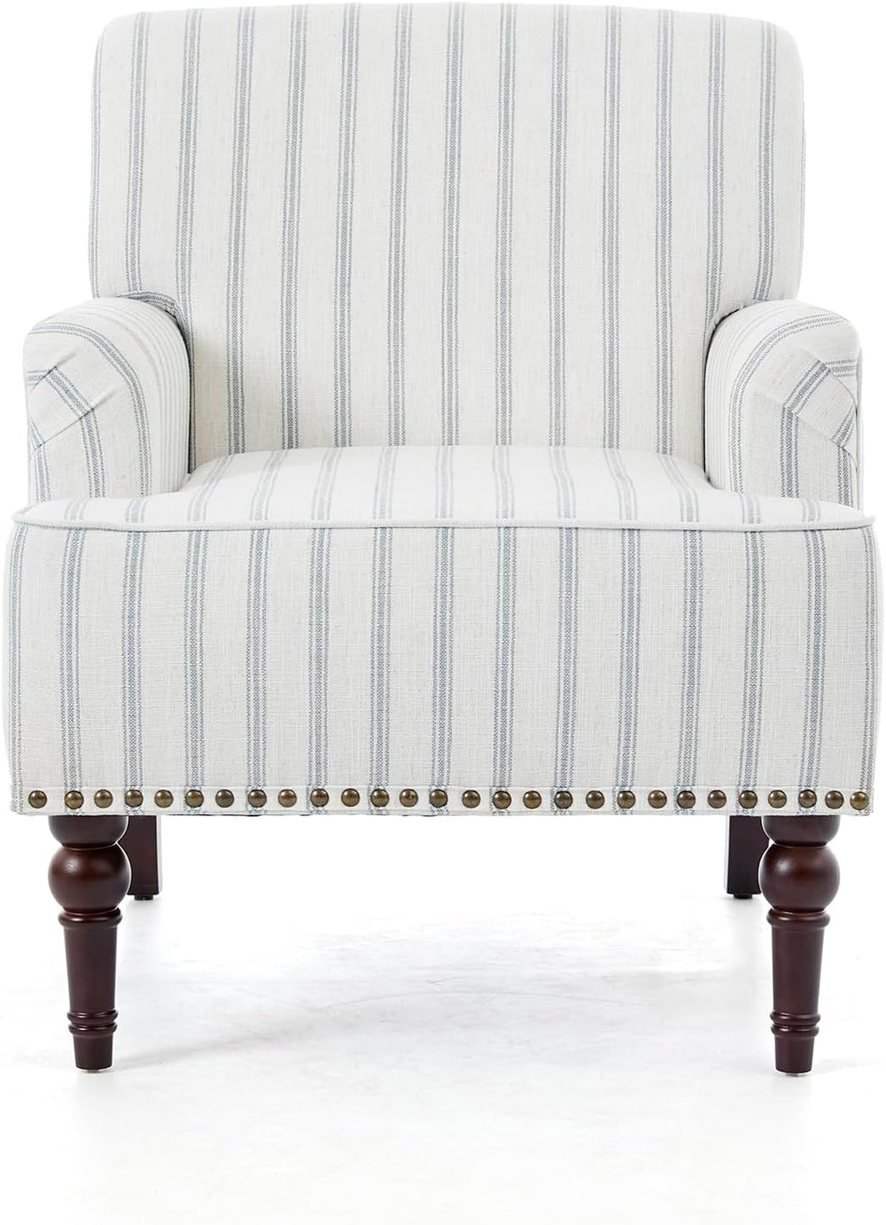 Pinstripe Accent Chairs Set of 2, Fabric Armchair, Light Blue