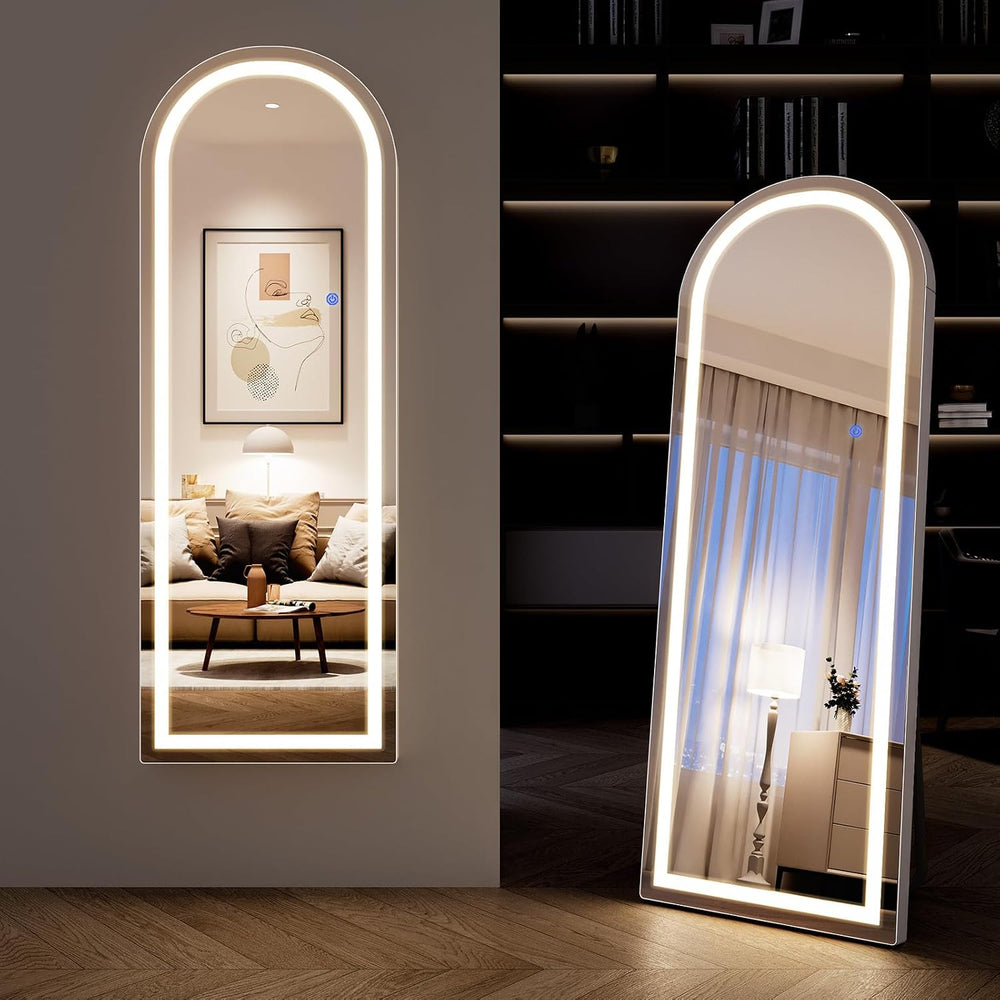 56" x 20" Arched Full Length Mirror with Lights for Bedroom