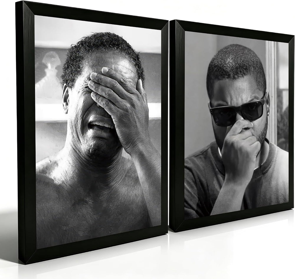 Funny Bathroom Wall Art Set of 2, Framed Canvas Wall Decor with Black Solid W...