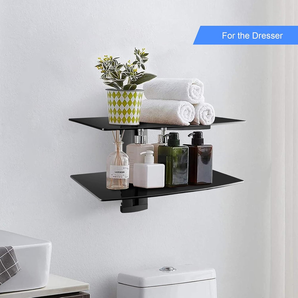 Suptek Glass Floating Shelves, TV Wall Mount with Shelf for DVD Player / PS4 ...