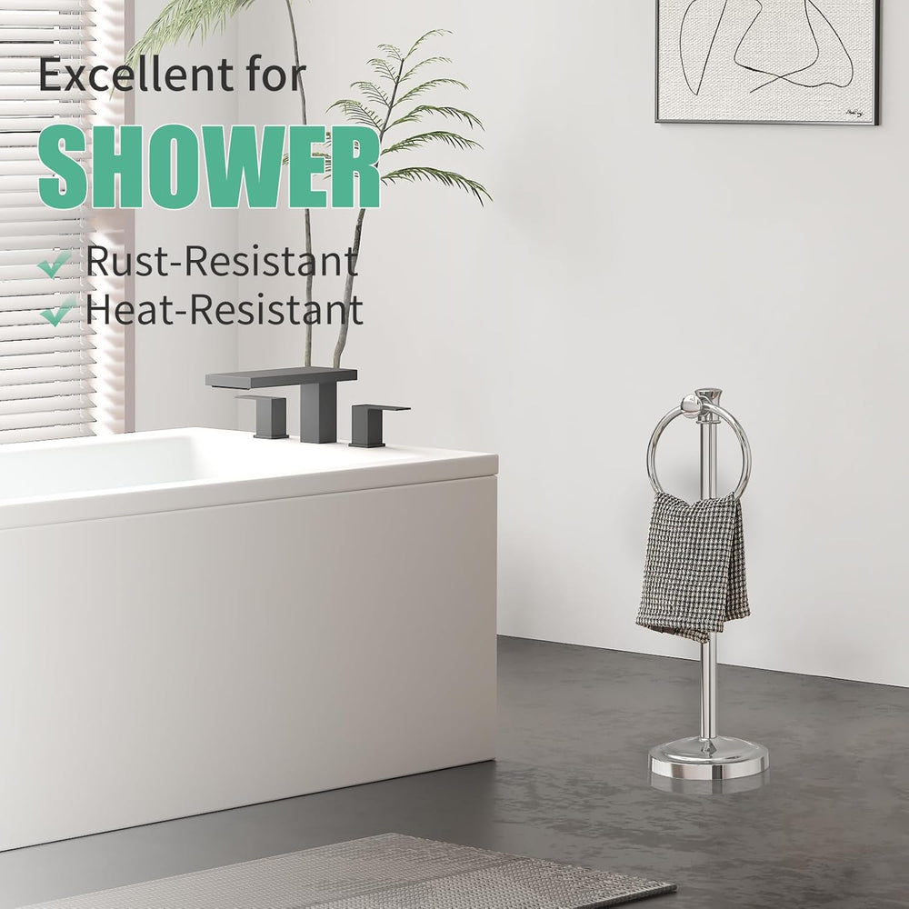 Hoimpro Hand Towel Holder Stand Free Standing Towel Bar Polished Chrome