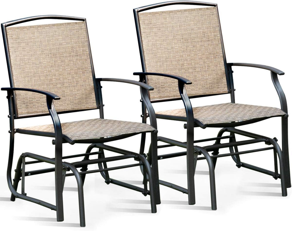 GIANTEX Outdoor Glider Chair W/Sturdy Metal Frame & Breathable Mesh Fabri...