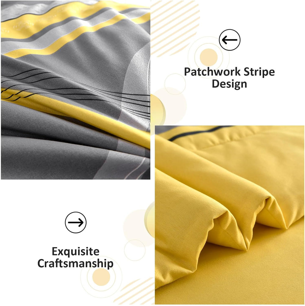 Anibedding Yellow Comforter Set Queen Size,8 Pieces Bed in a Bag Patchwork St...