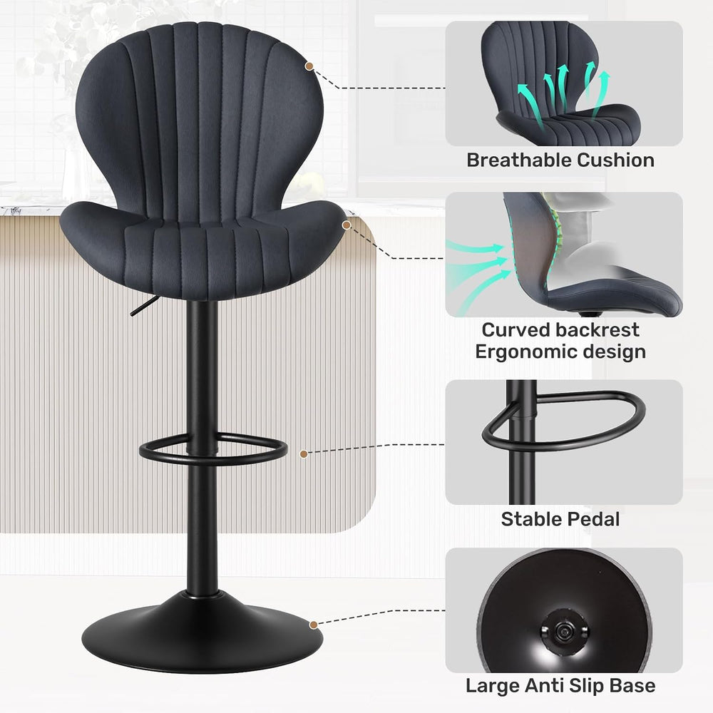 Bar Stools Set of 2 Swivel Adjustable Bar Chairs
