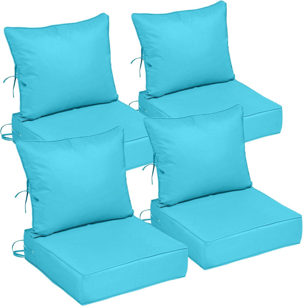 24x28 Outdoor Chair Cushions Set of 4, Waterproof Deep Seat Cushions for Pati...