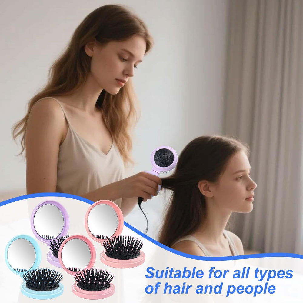 4 Colors Folding Mirror Hairbrush (48 Pcs)