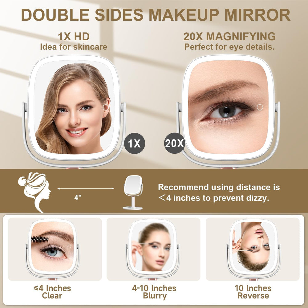Mocado Makeup Mirror with Lights, 1X/20X Magnifying Mirror with Light