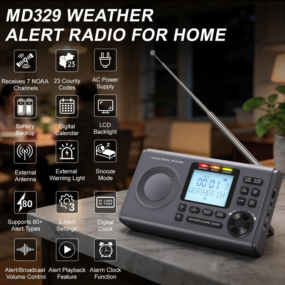 RunningSnail NOAA Weather Radio with 80+Emergency Alerts, 23 S.A.M.E Localize...