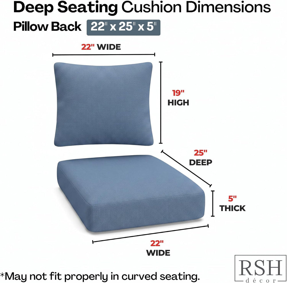 RSH DECOR Sunbrella Deep Seating Cushion with Pillow Back | 22” x 25” Seat | ...