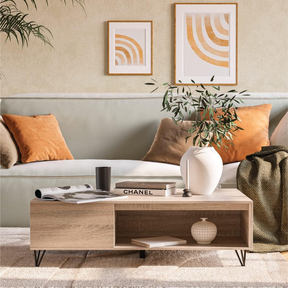 Milliard Modern Farmhouse Coffee Table with Storage Grey