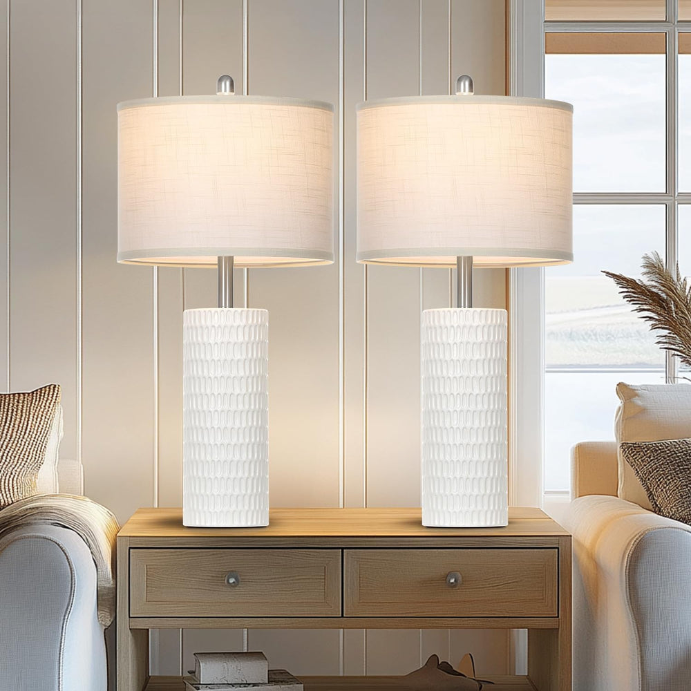 Cinyirong 27" Ceramic Table Lamp, Farmhouse Table Lamp for Living Room, ...