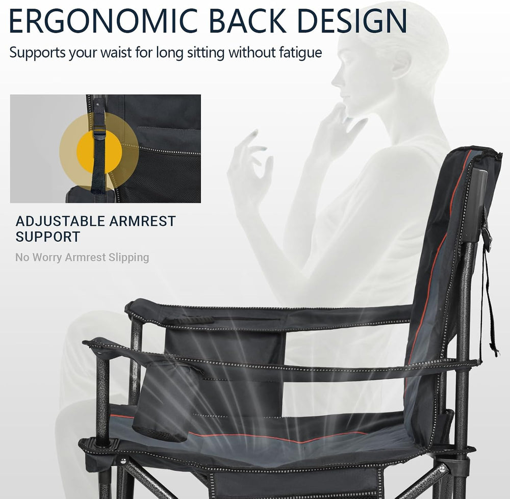 Overmont Oversized Camping Chair for Adults - 450 lb Fully Padded High Back