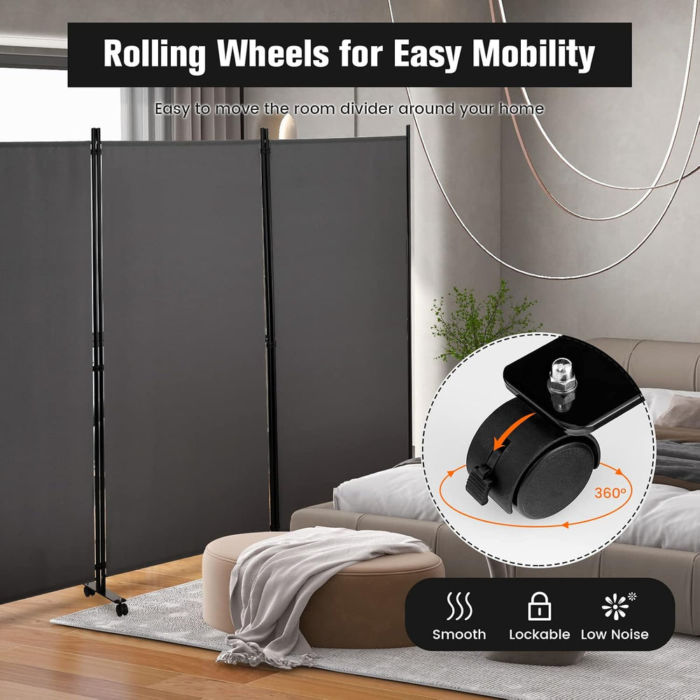 LDAILY 3 Panels Folding Privacy Screen, 6FT Rolling Room Divider