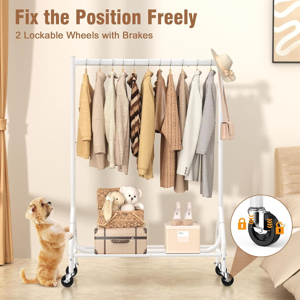 EAGMAK Heavy Duty Clothes Rack Load 420 LBS, Rolling Garment Rack with Lockab...