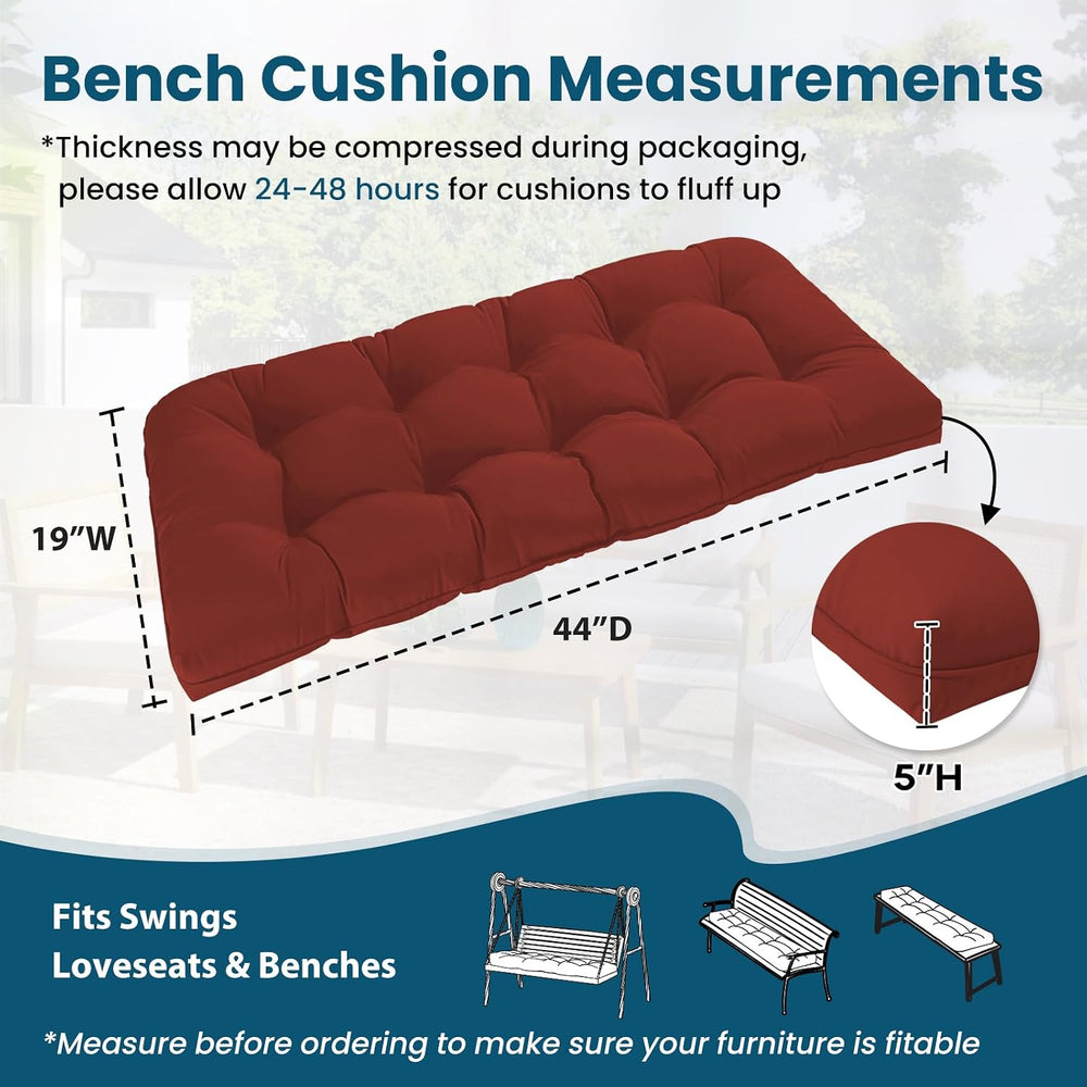 Tufted Bench Cushions for Outdoor Furniture, 44" x 19" Porch Swing ...