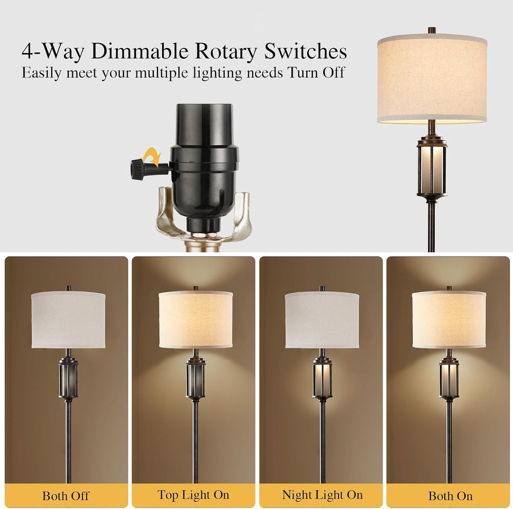 AIEAMPDO 65'' Farmhouse Floor Lamp for Living Room with 2 Light Sources