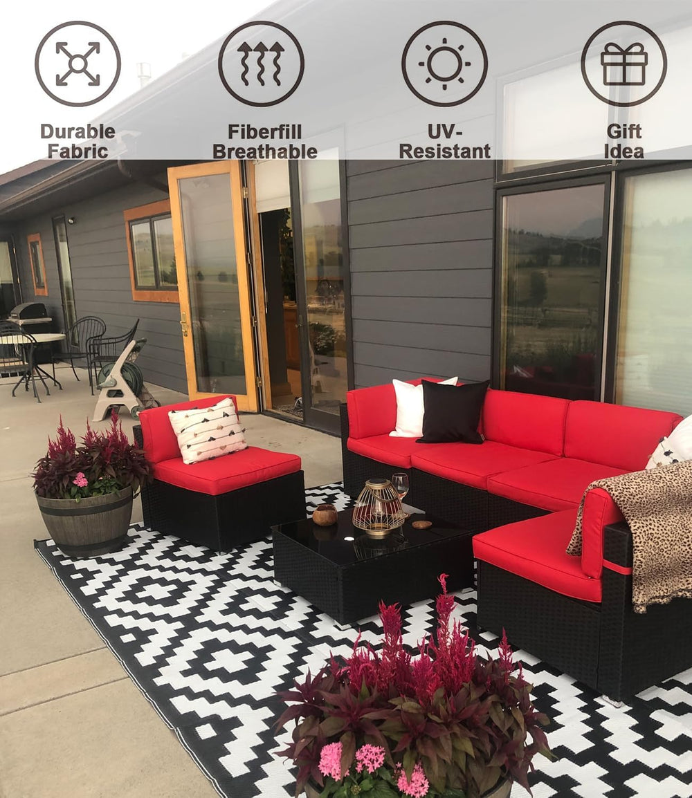 FLYMEI Patio Cushion Covers 19x19x3, Red, 4Packs