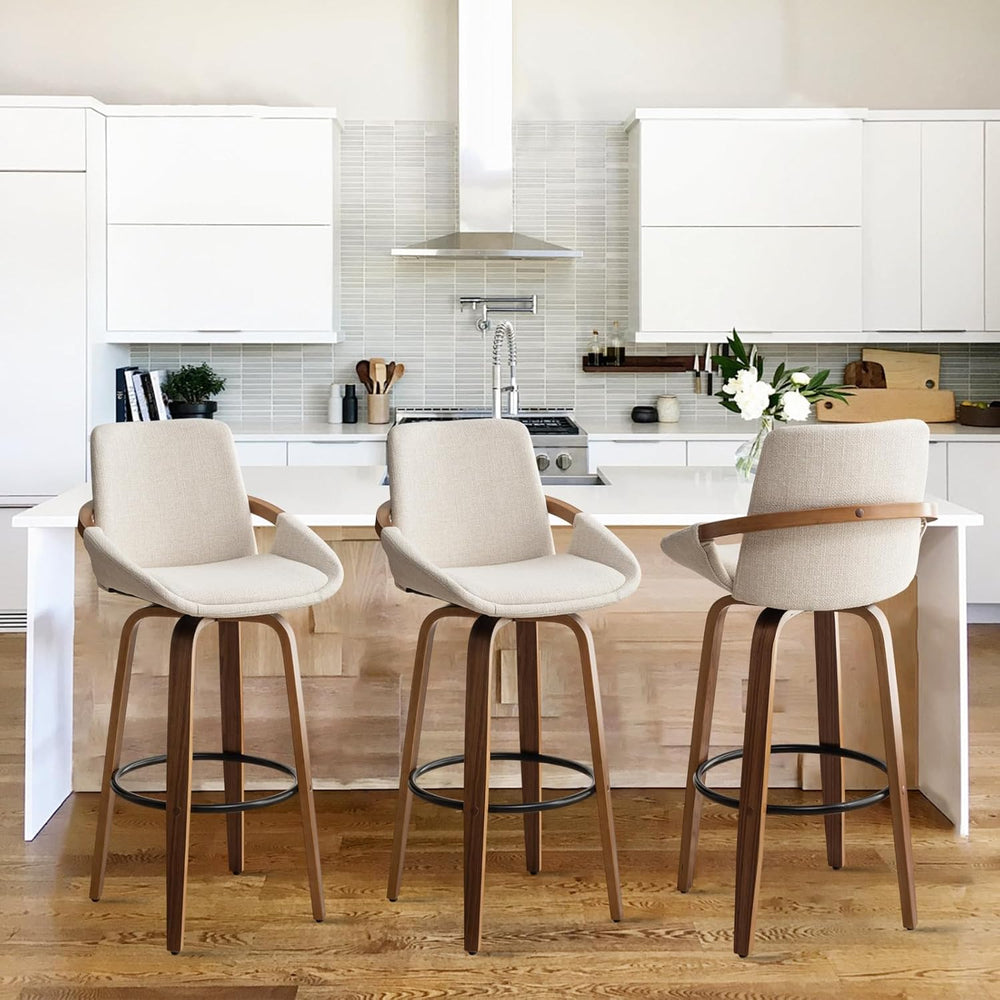 LUNLING 25.6" Counter Height Barstools Set of 3 Mid Century Modern Retro...