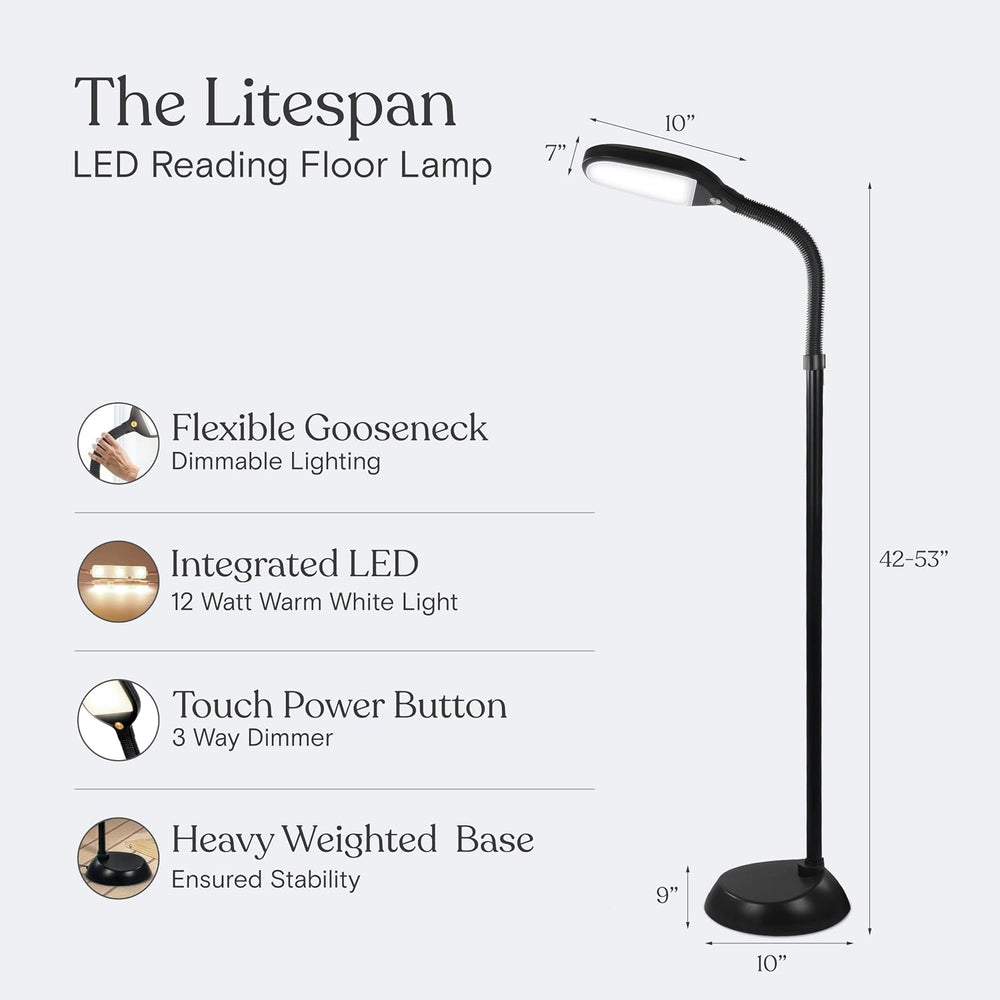 Brightech Litespan - Bright LED Floor Reading Lamp for Over Chair Crafts and ...