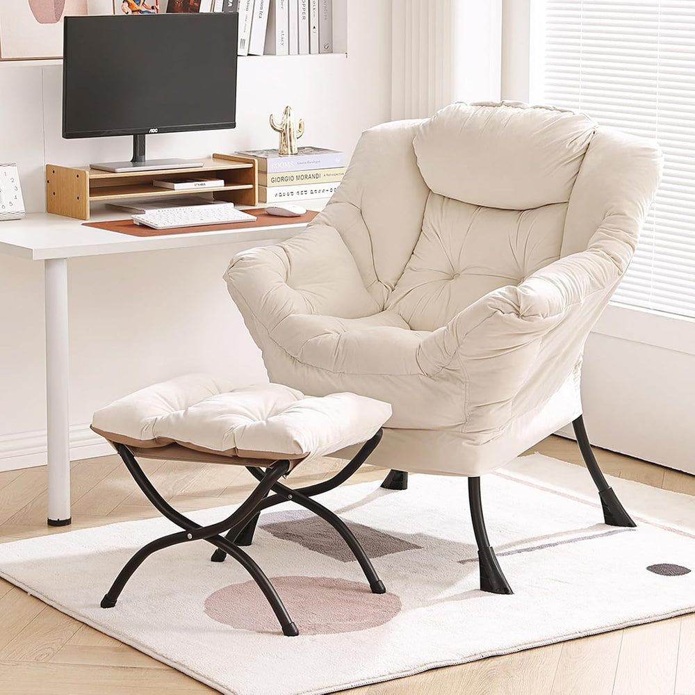 Furlide Lazy Chair with Ottoman, Modern Chair with Folding Footrest, Lounge A...
