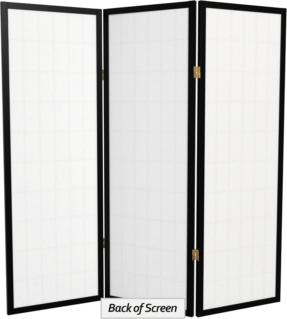 4 ft. Short Window Pane Shoji Screen - Black - 3 Panels