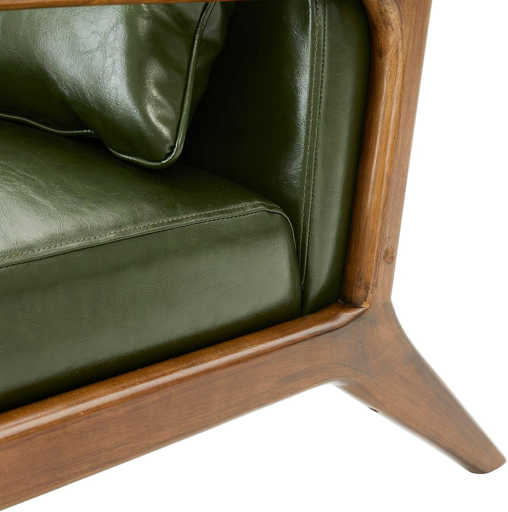Glitzhome 2 Set Mid Century Hunter Green Accent Armchair, Single Reading Armc...