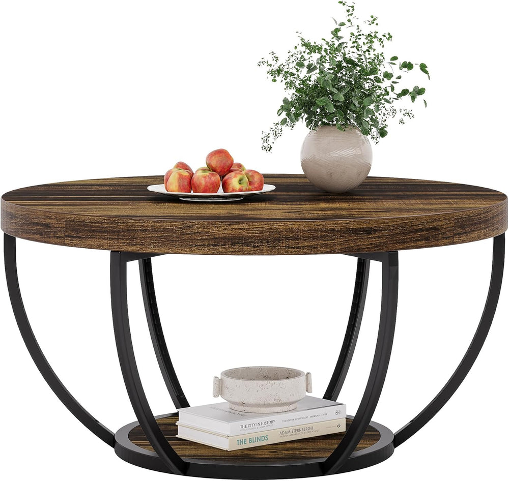 Tribesigns Round Coffee Table with Storage, 31.7" Living Room Table