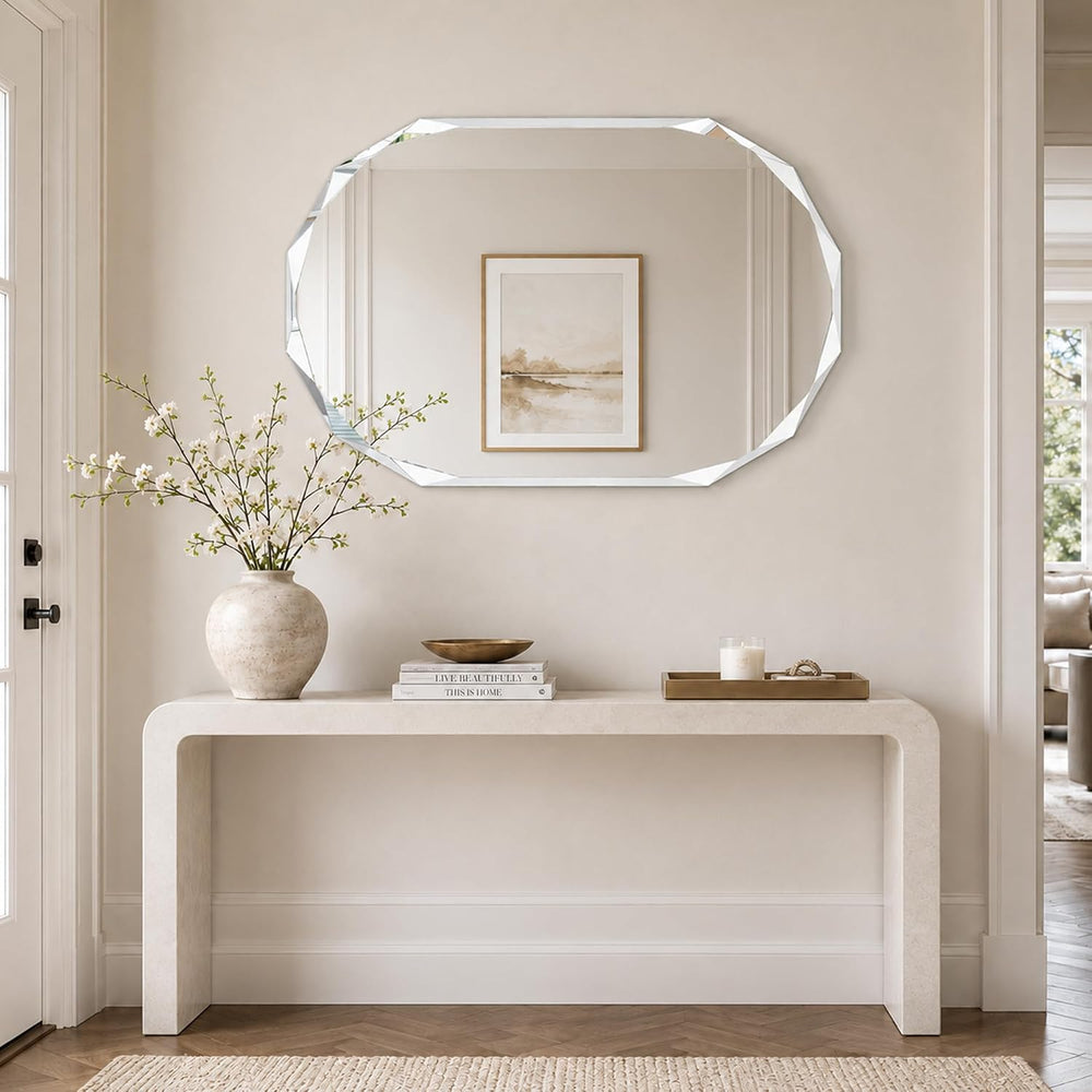 24x36 Inch Oblong Oval Frameless Beveled Edge Bathroom Mirror