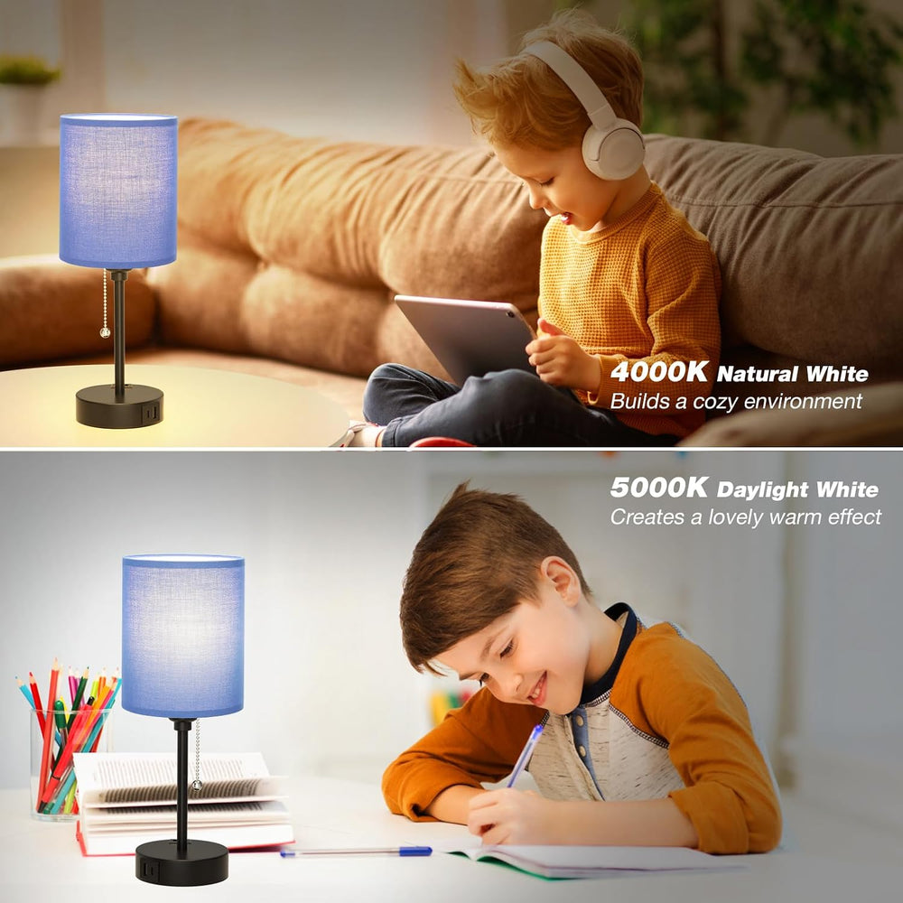 Small Bedside Table Lamp for Bedroom - Desk Lamp with USB Ports for Dorm