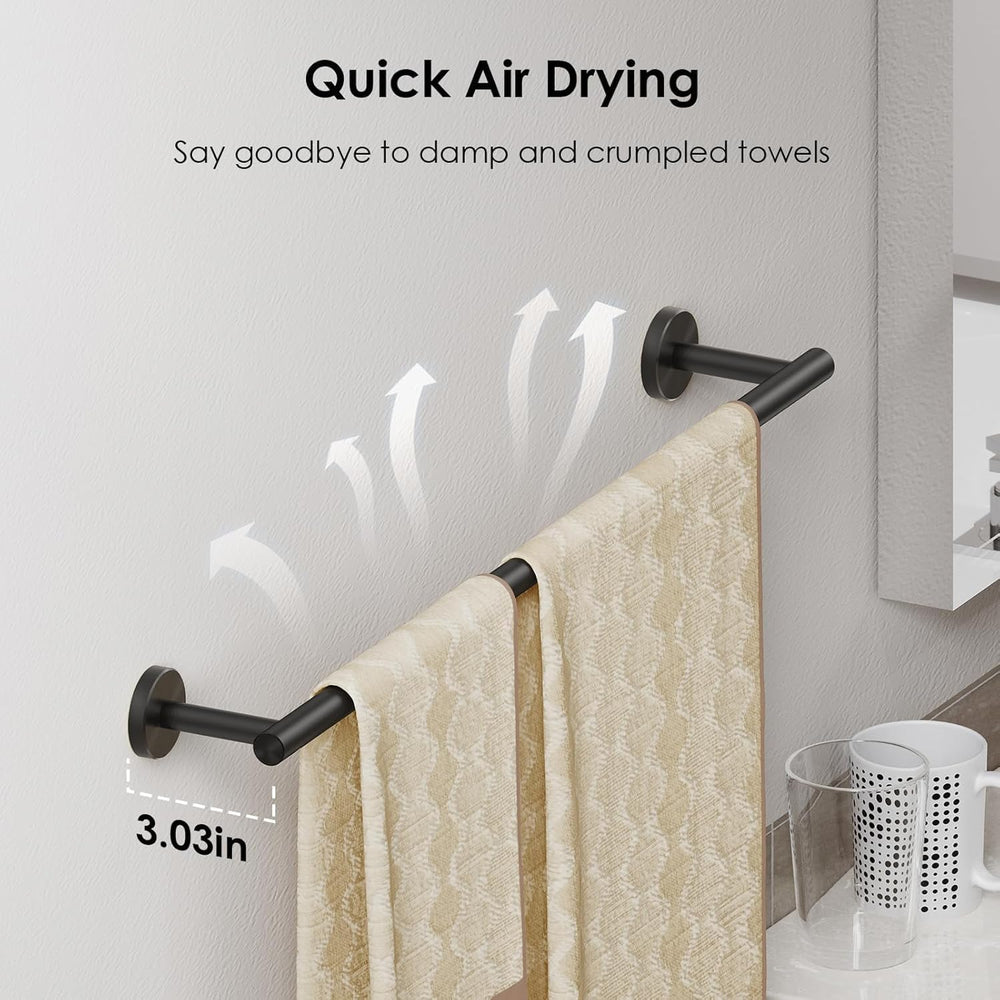 FORIOUS Bathroom Accessories, 4-Piece Bathroom Hardware Set - 18" Towel Bar