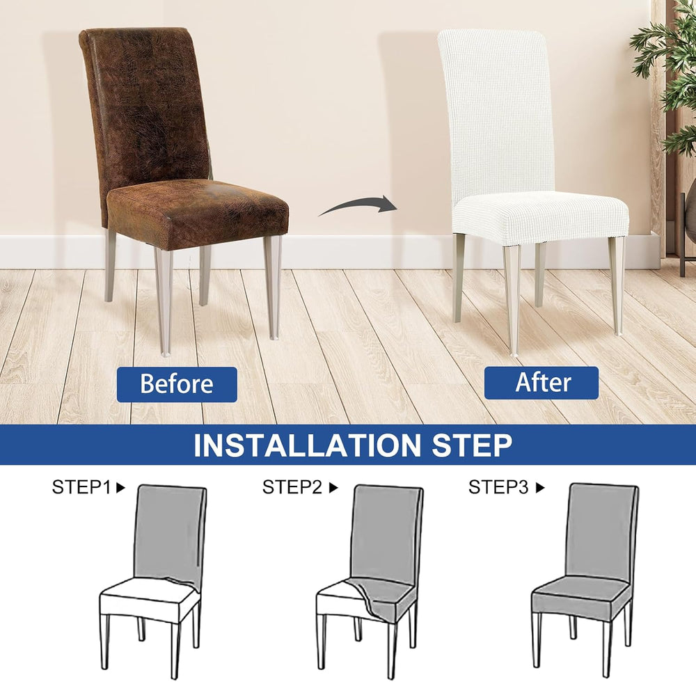 Chair Covers for Dining Room Set of 6, Stretch,White