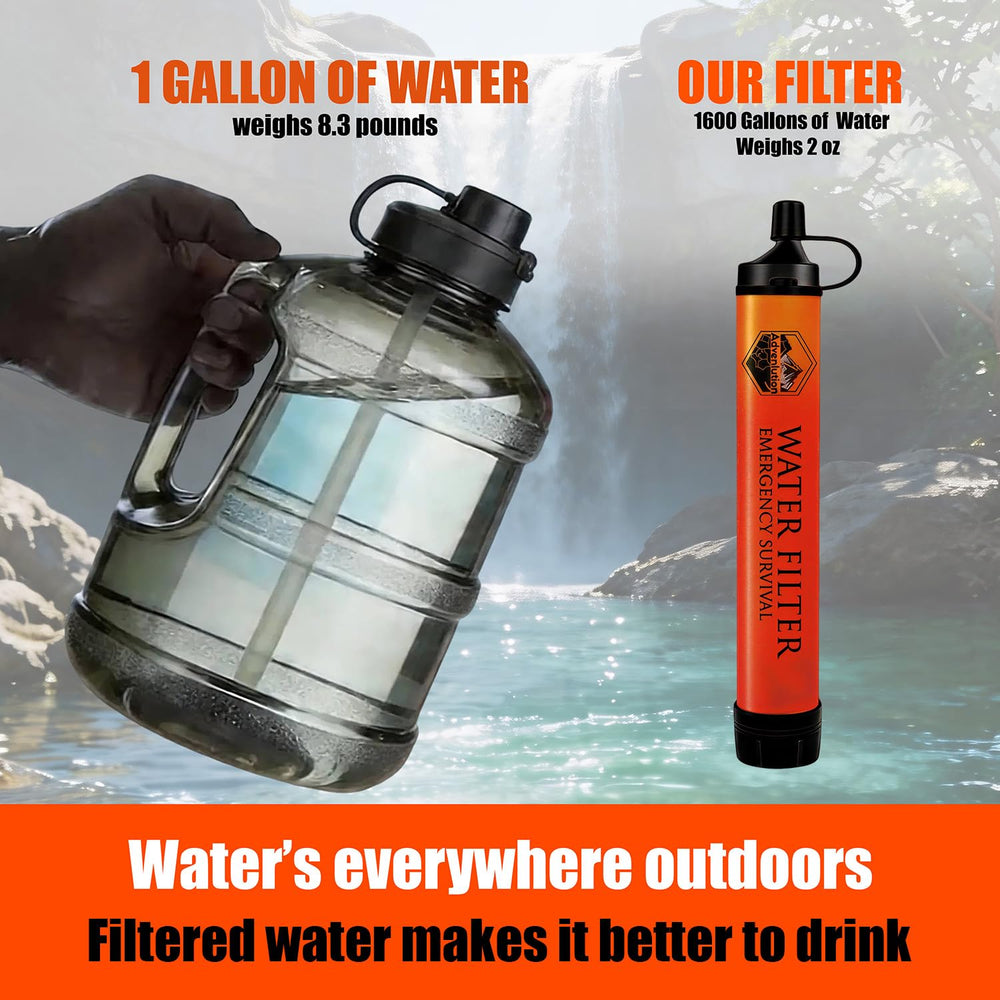 5-Pack Personal Water Filter Straw with Emergency Whistle