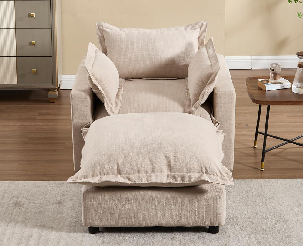 chairus 39.5" Chaise Lounge Chair Indoor with Ottoman, Upholstered Singl...