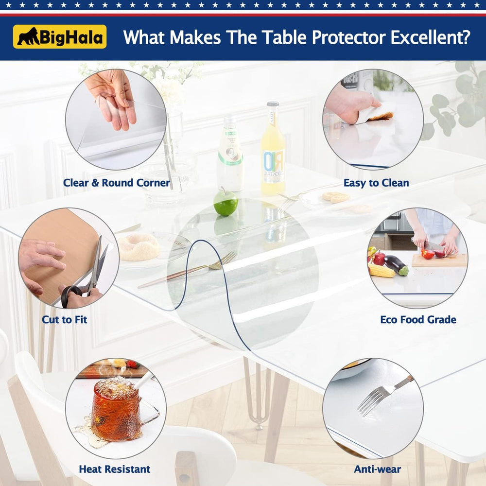 Coffee Table Protector Multi-Size Eco Thick Clear Plastic Tablecloth Cover PV...