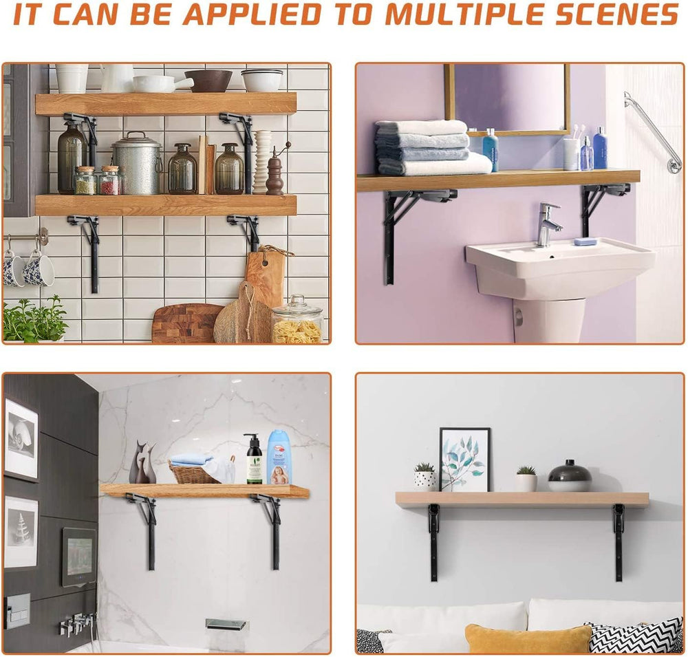 Ultrawall 24 inch Folding Shelf Brackets, Steel Wall Mounted Shelf Bracket