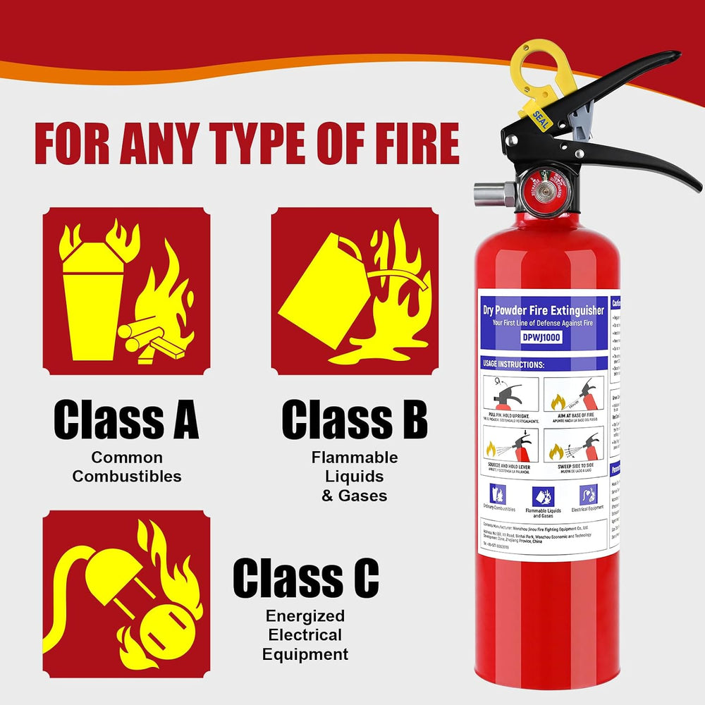 2 Pack Fire Extinguishers with Mount, 2.5 lb ABC Dry Chemical 1-A:10-B:C