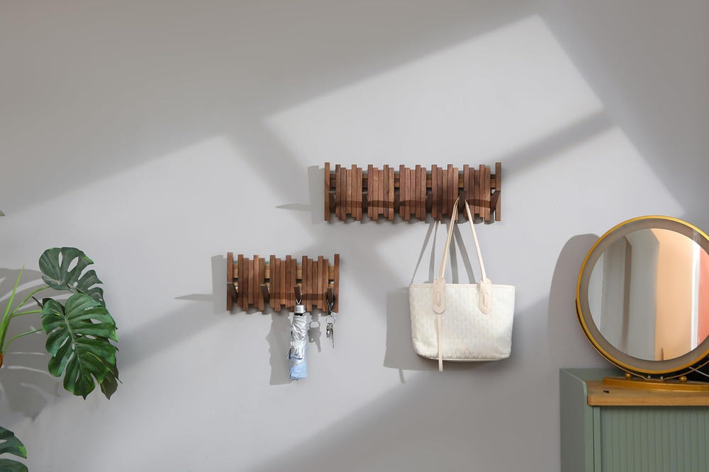 Black Walnut Hardwood Wall Mounted Piano Coat Rack