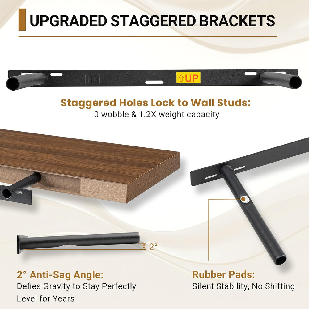 Vivelove Walnut Floating Shelves for Wall 12 Inch Deep, 36" X 12" X...