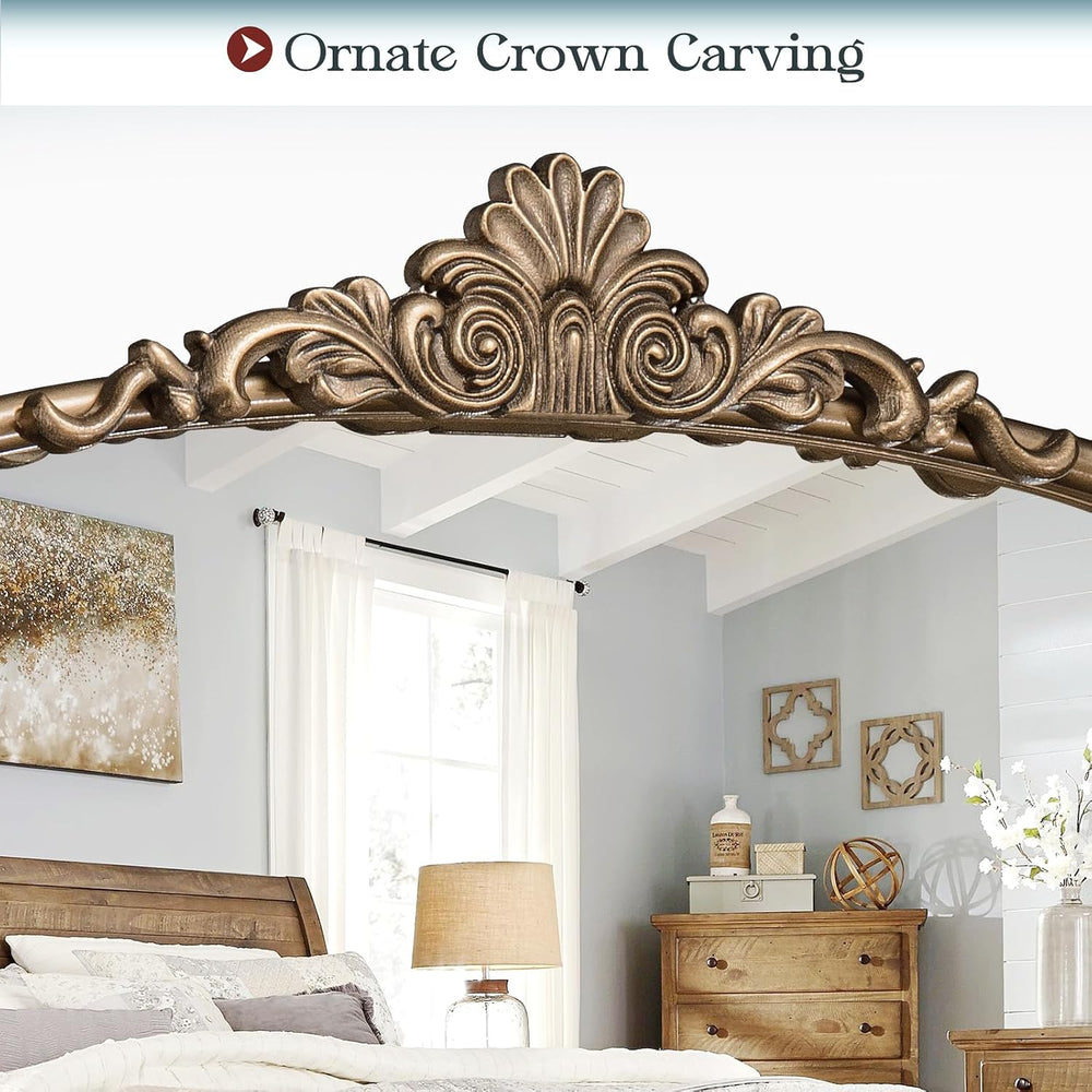 Gold Arched Antique Mirror, 36x28 Brass Vintage Bathroom Mirrors