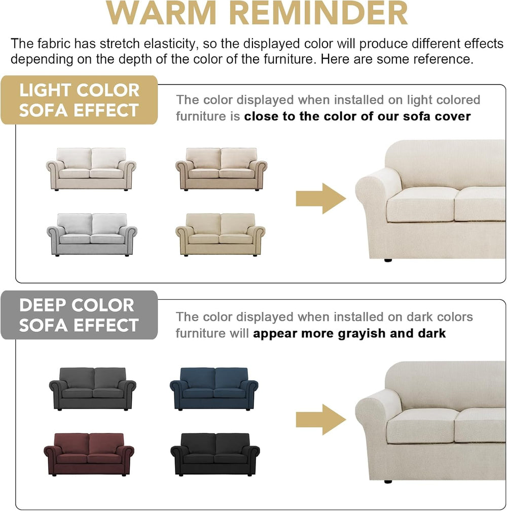H.VERSAILTEX 3 Piece Stretch Sofa Covers for 2 Cushion Loveseat Couch Covers ...