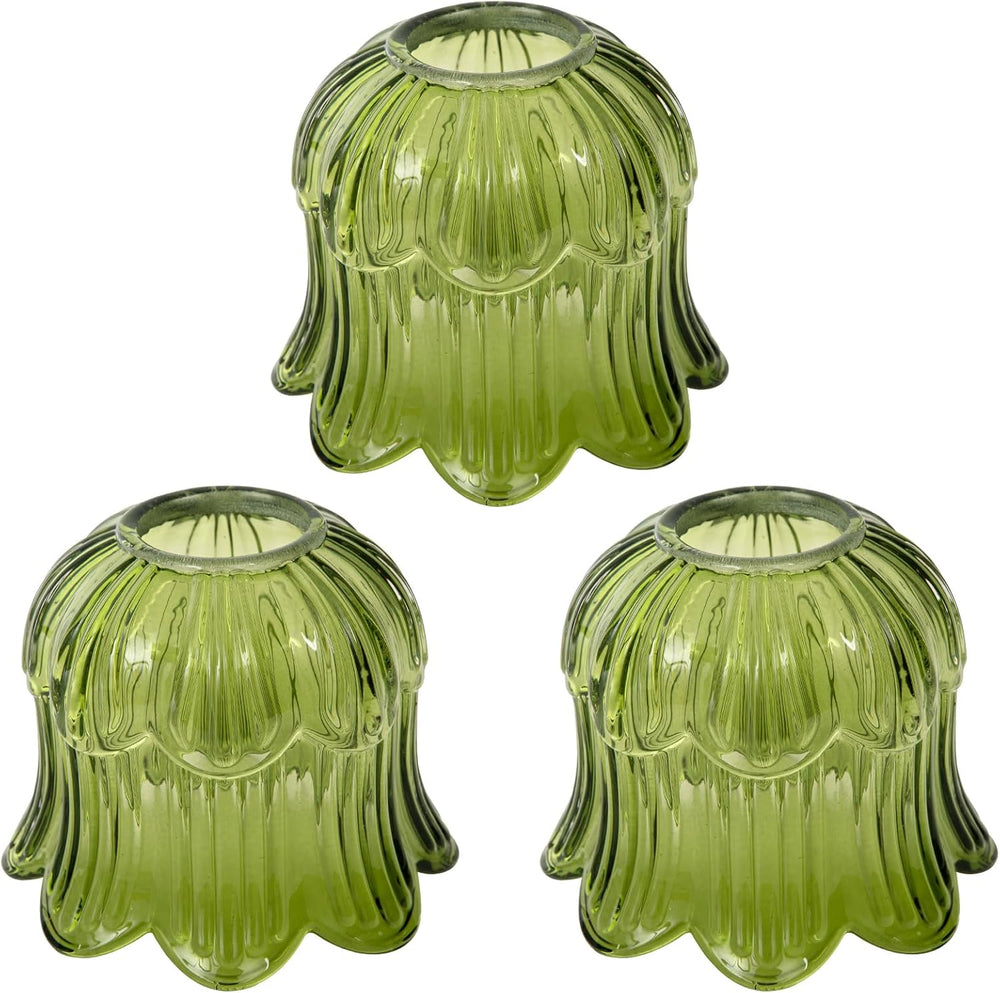 Tulip Lamp Shades Replacement, Green Glass Sconce Shade Heavy and Thick for w...
