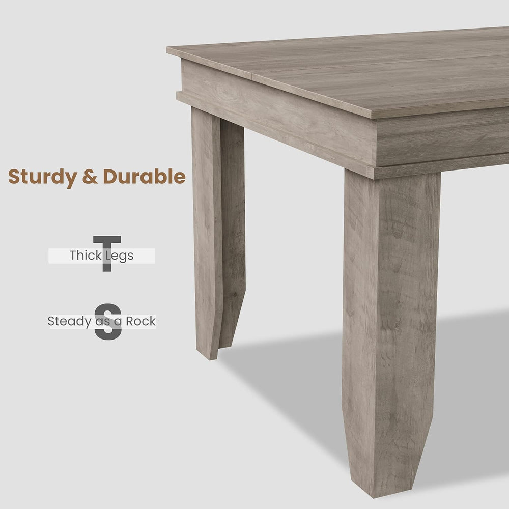 GarveeHome Farmhouse Dining Table for 4-6 People, 63" Long Kitchen Tables