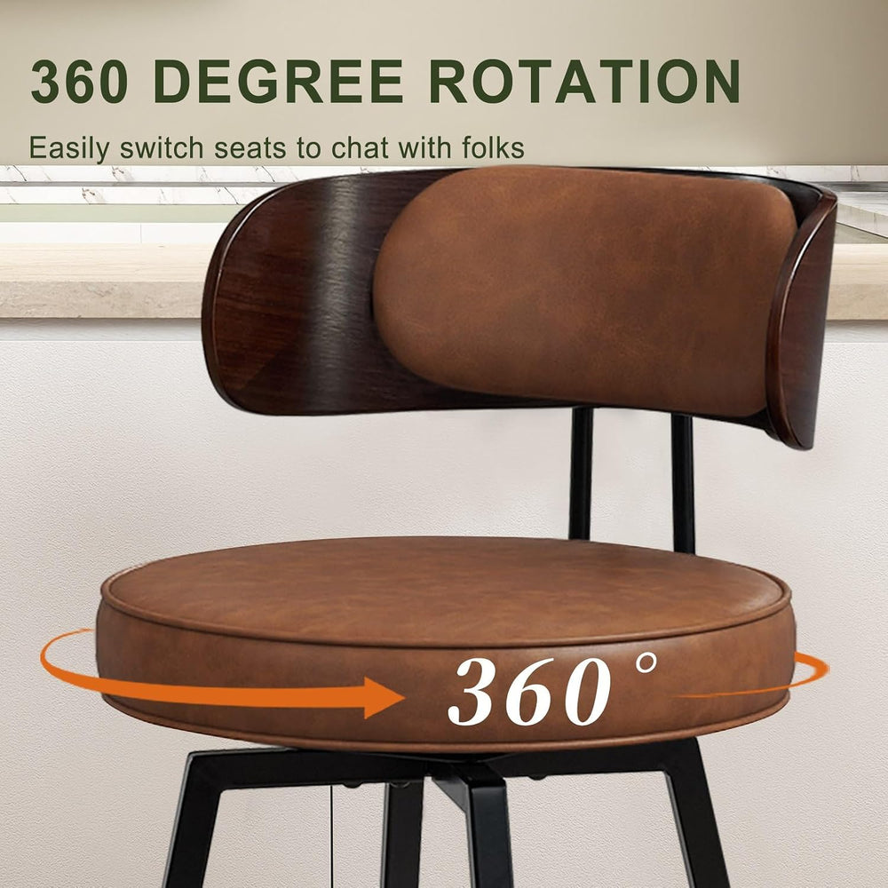 SAECKBERG Swivel Counter Height Bar Stools Set of 3, 26" Upholstered Bar...