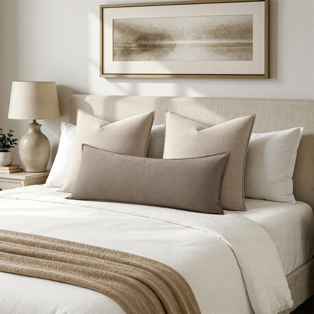 MIULEE Decorative Linen Lumbar Pillow Cover 14x36 Inch Dune