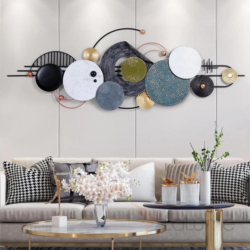 Large Modern Abstract Metal Wall Art for Living Room, 59"x21" 3D Wa...