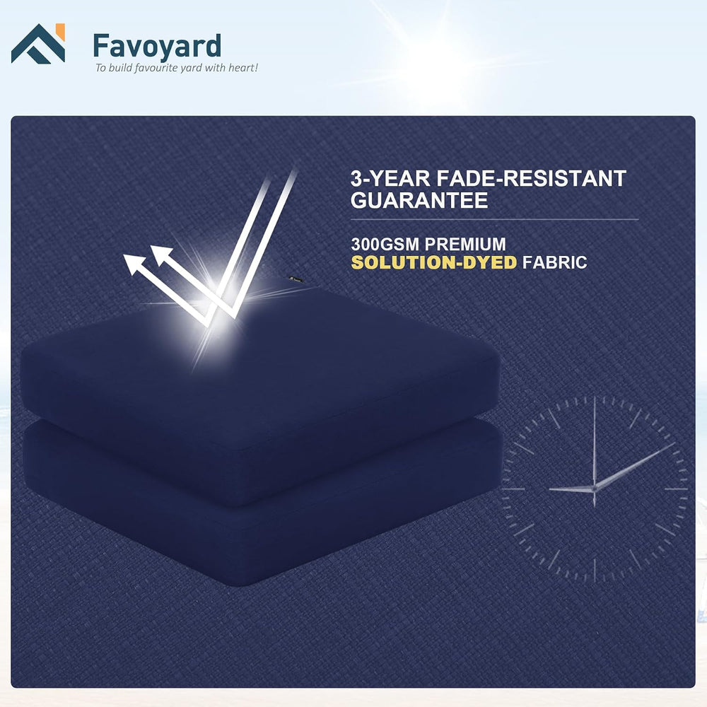 Favoyard 2-Packs Outdoor Chair Cushion, 22 x 22 x 3 Inch, Rainproof, Blue